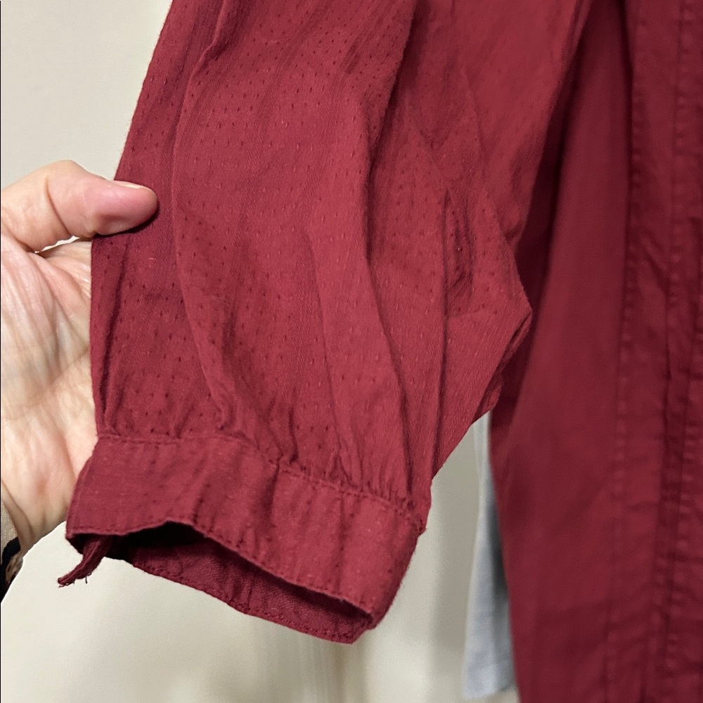 Denim 24/7 Wine Ruffle Cotton Blouse Button up with Lace Trim Fancy size 22 - Picture 5 of 14